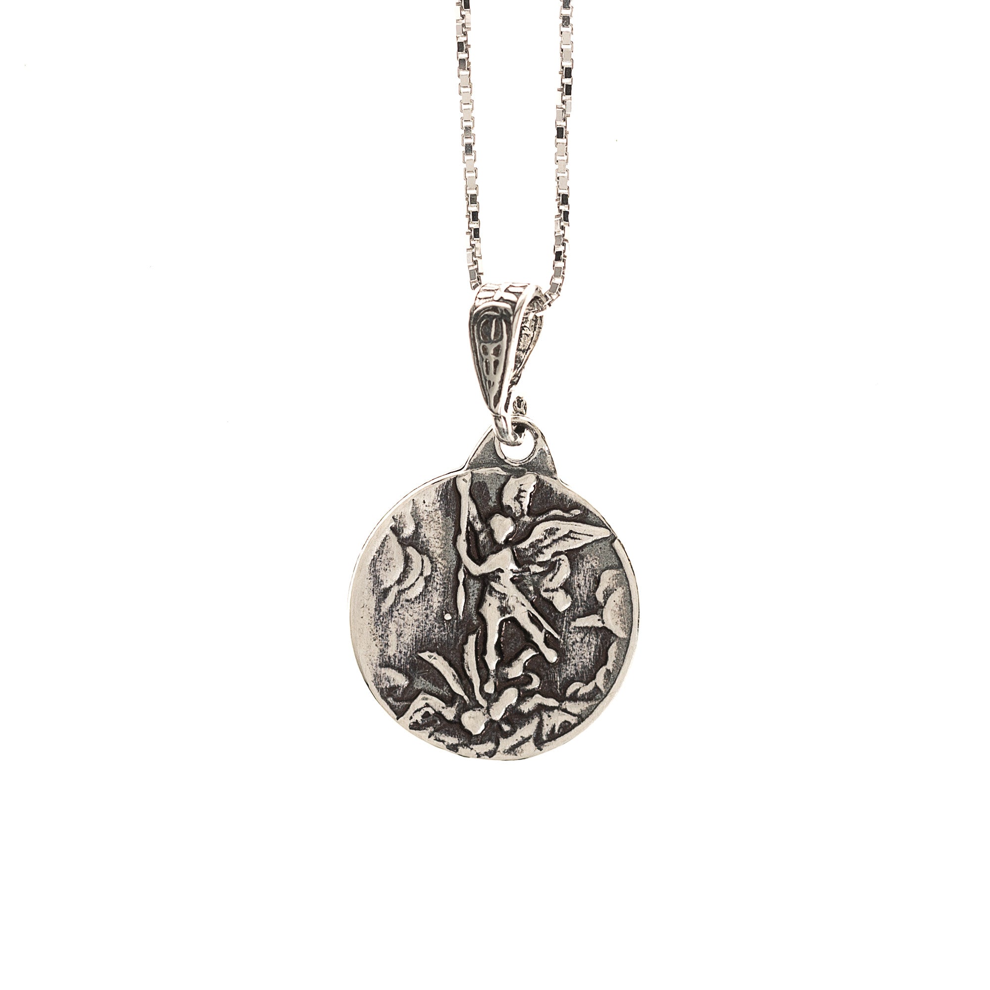 Sterling St. Michael Vintage Medal Necklace