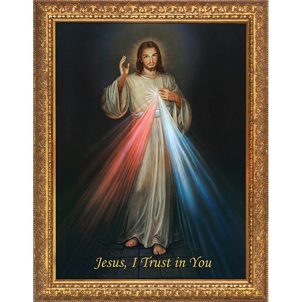 Divine Mercy in Gold Frame - Various Sizes