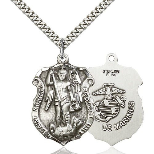 Sterling Silver St. Michael Pendant / Marines - 2509014