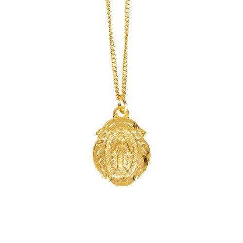 Gold/Sterling Silver Miraculous Medal Pendant on 18 inch chain