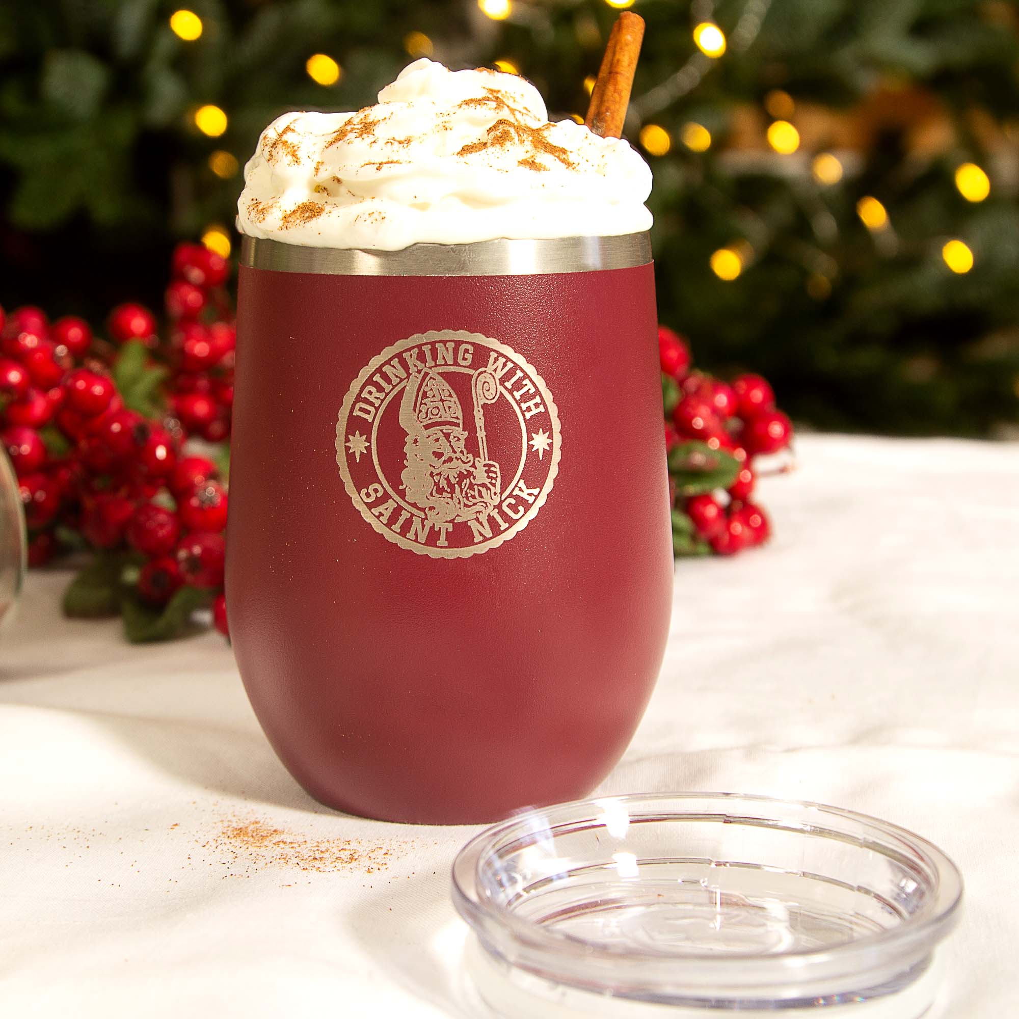 Personalized "Drinking with Saint Nick" Wine Tumbler