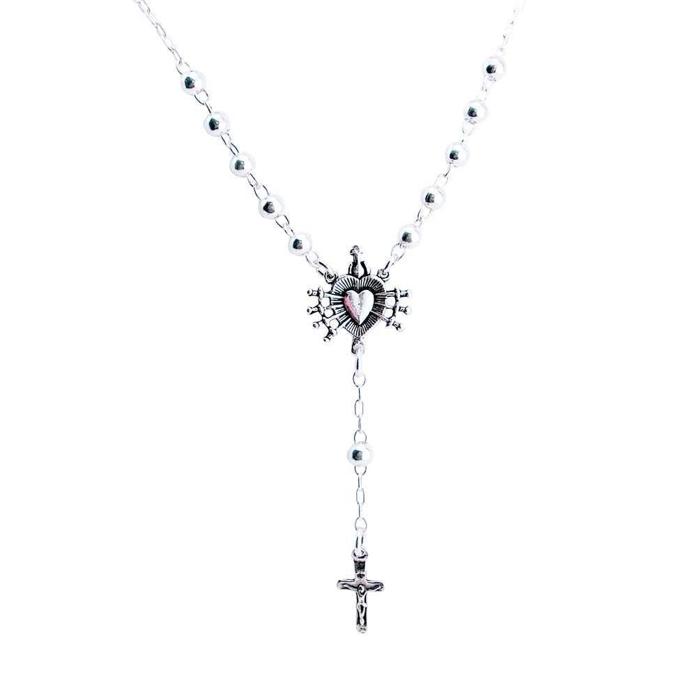 Sterling Silver Seven Sorrows Necklace, 18 inch Chain