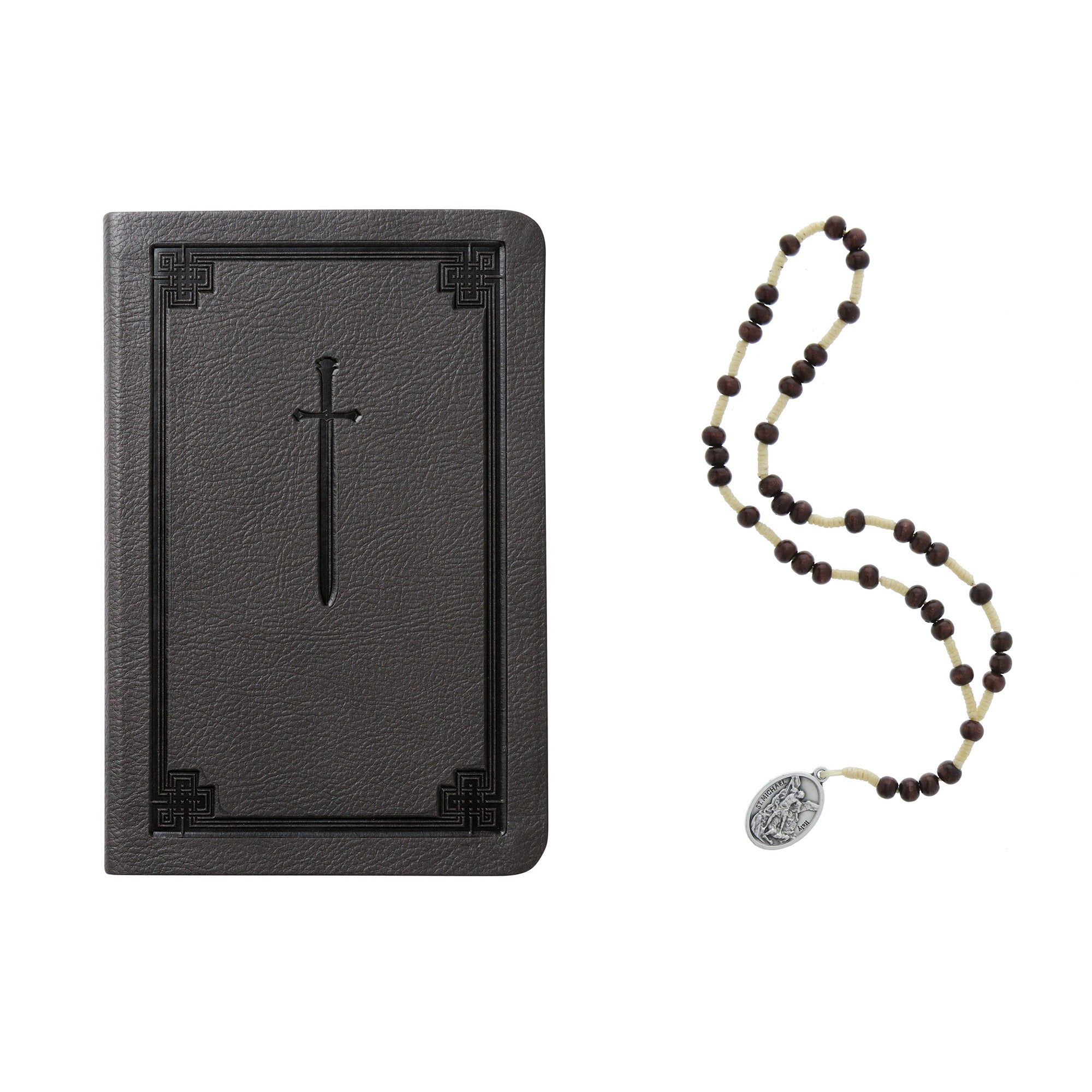 Manual Spiritual Warfare Book & St. Michael Chaplet, Corded Wood (Gift Set)