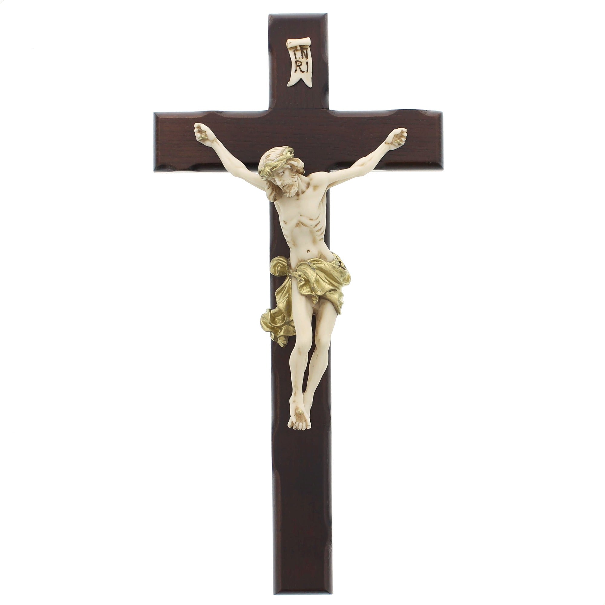 Dark Wood Italian Wall Crucifix 12"