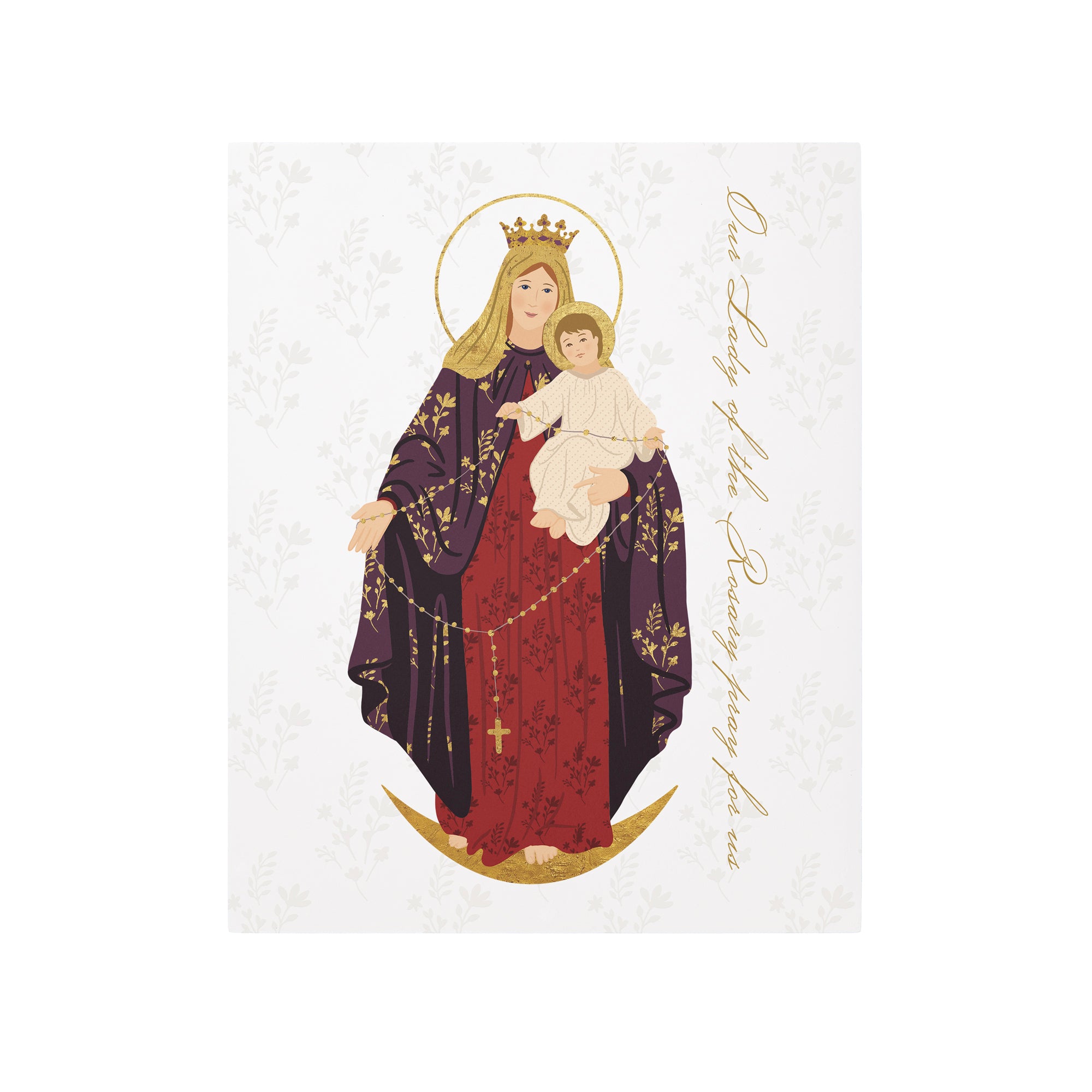 Our Lady of the Rosary Toile Art Plaque - 8" x 10"