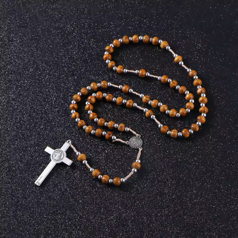 Corded St. Benedict Wood Rosary