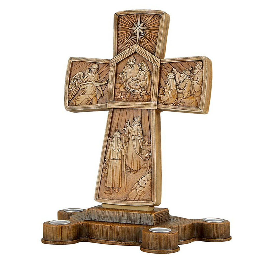 Nativity Cross Advent Candleholder