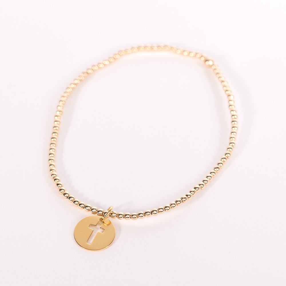 Cross Cutout Beaded Stretch Bracelet