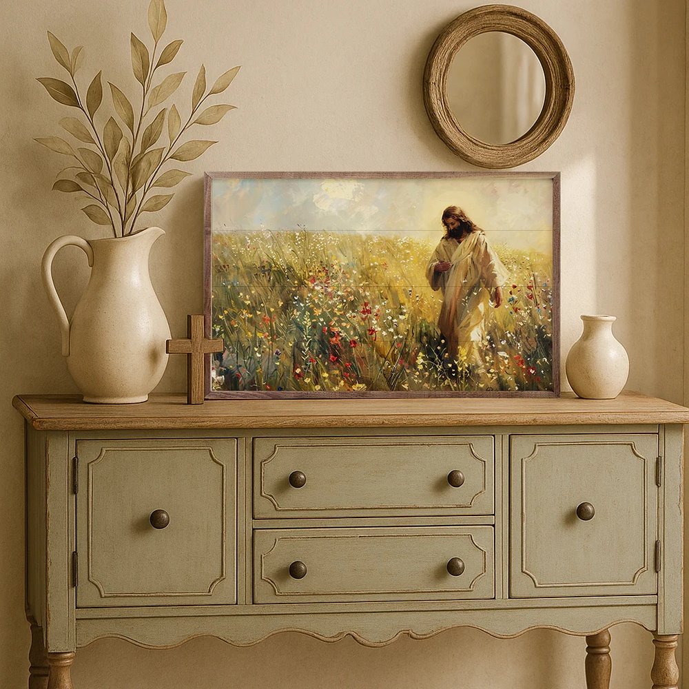 Jesus Among Wildflowers Framed Art