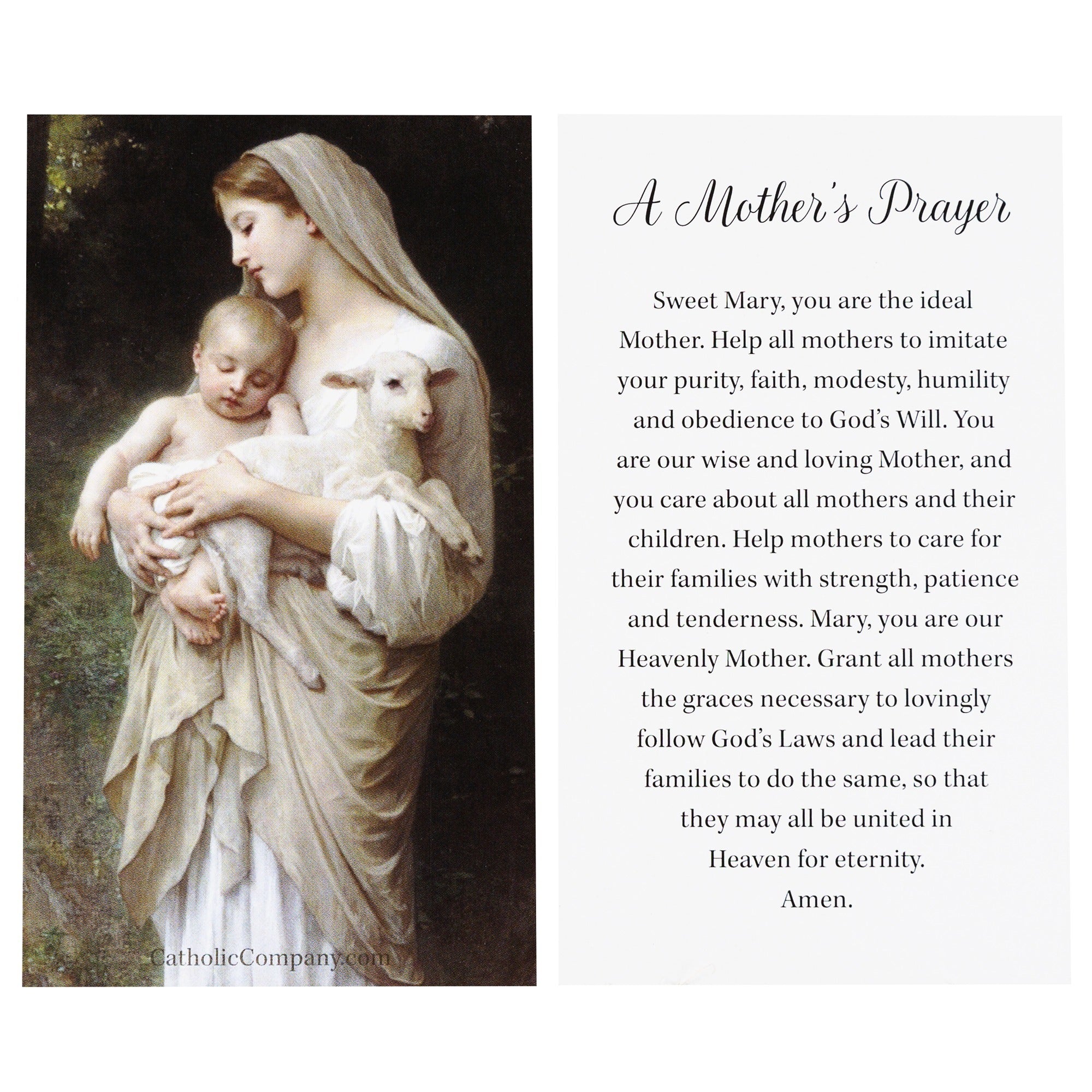 L'Innocence Prayer Card for Mothers
