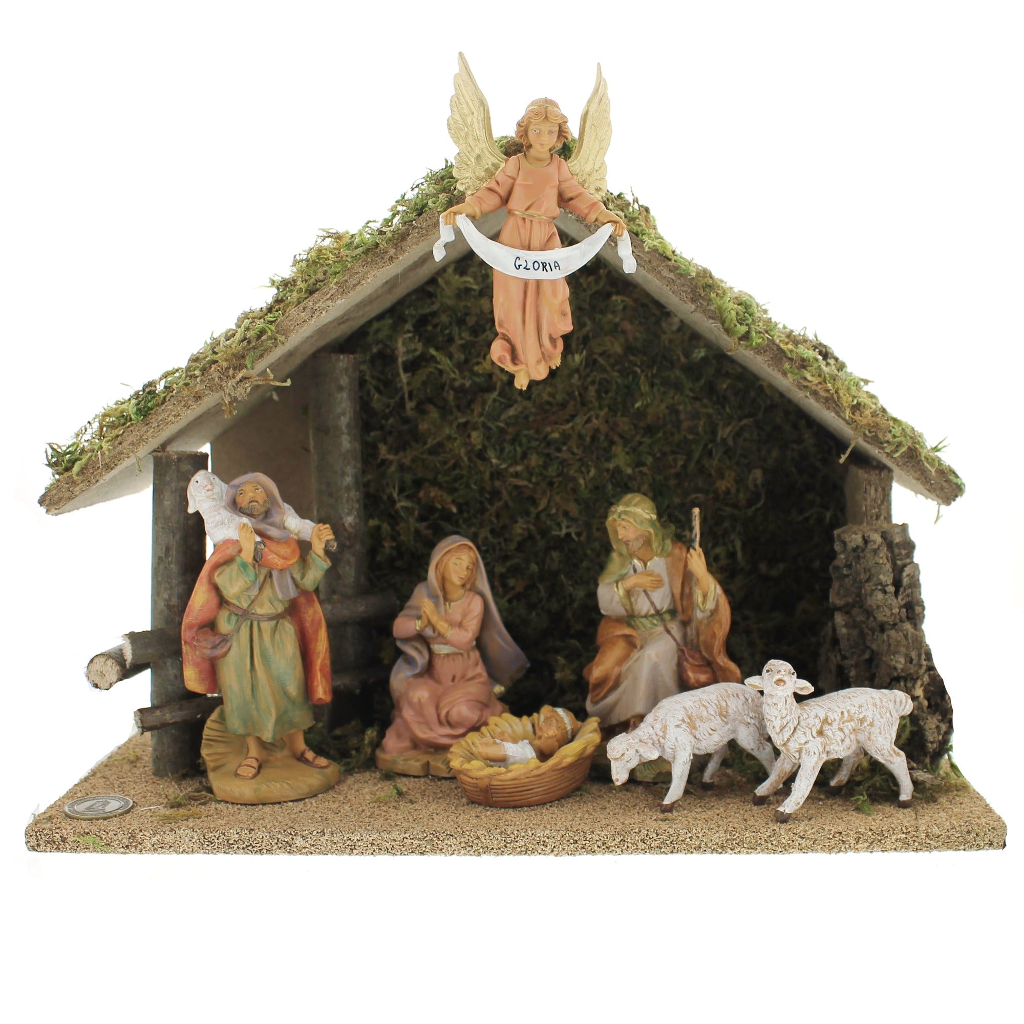 Fontanini 7 Piece Nativity Set with Italian Wood Stable 5" Scale