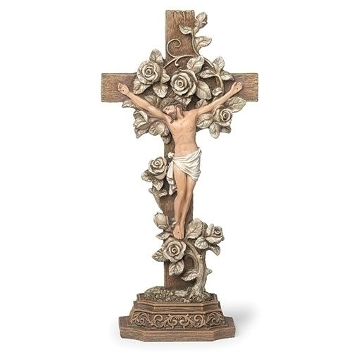 Rose Vines Standing Crucifix - 13"