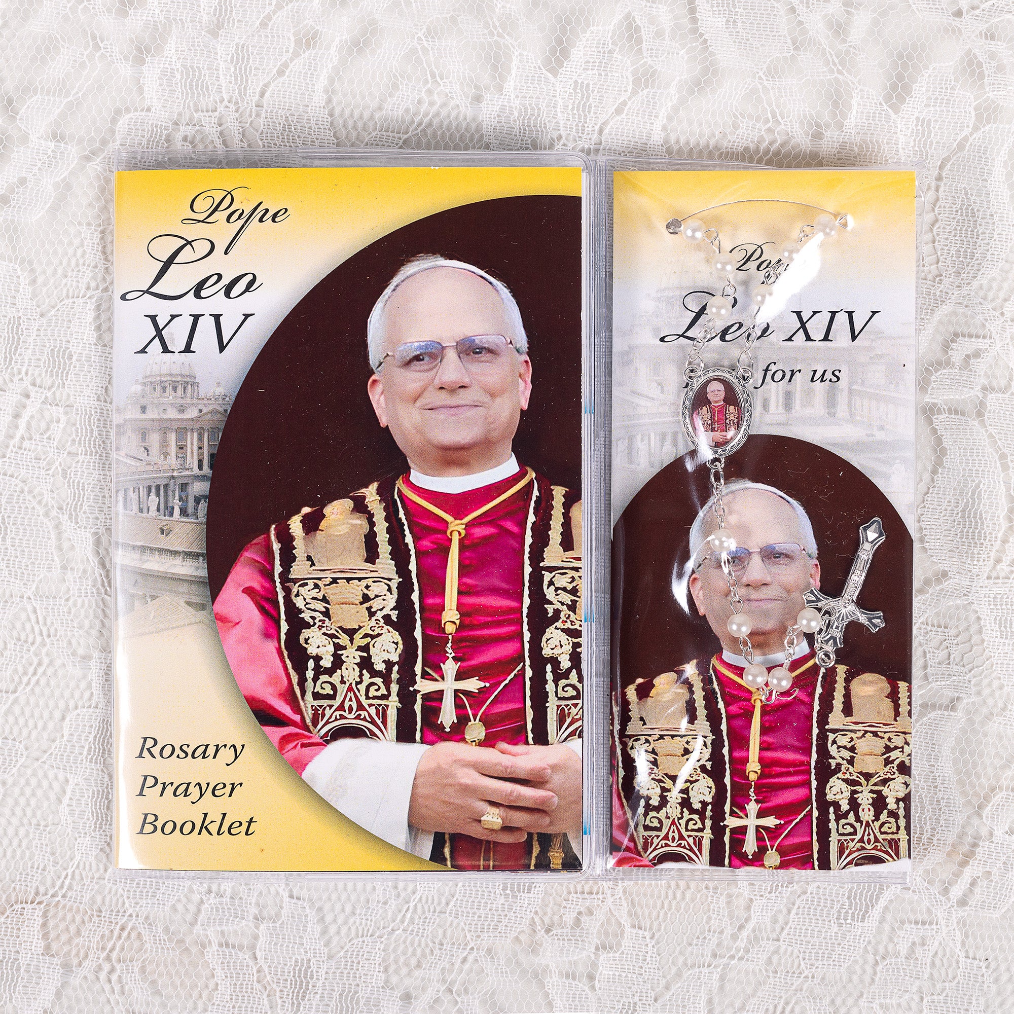 Pope Leo XIV Rosary with Litany of Loreto Prayer Booklet & Bookmark