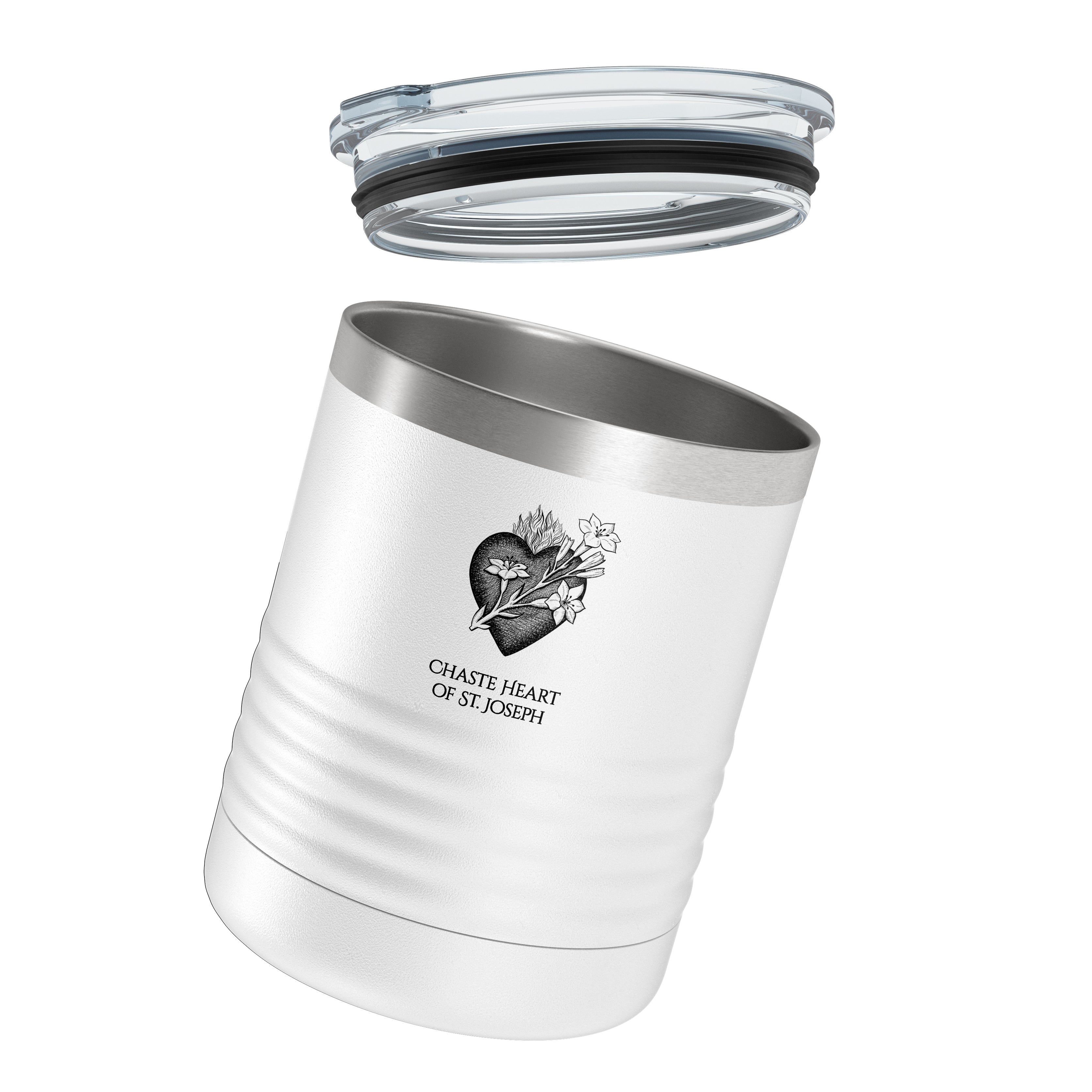 Personalized Chaste Heart of St. Joseph 10 oz. White Tumbler
