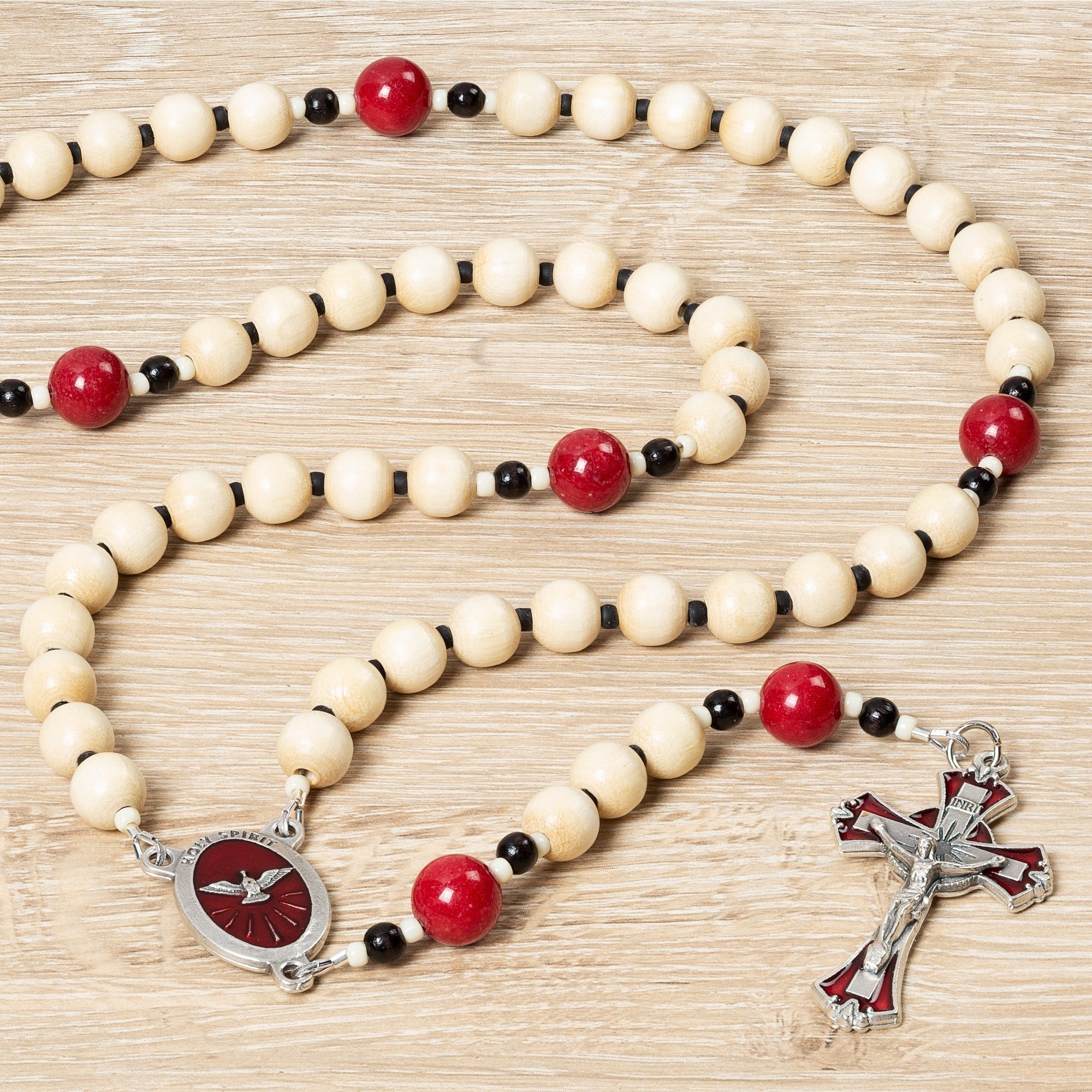 Confirmation Wood Rosary with Prayer Card