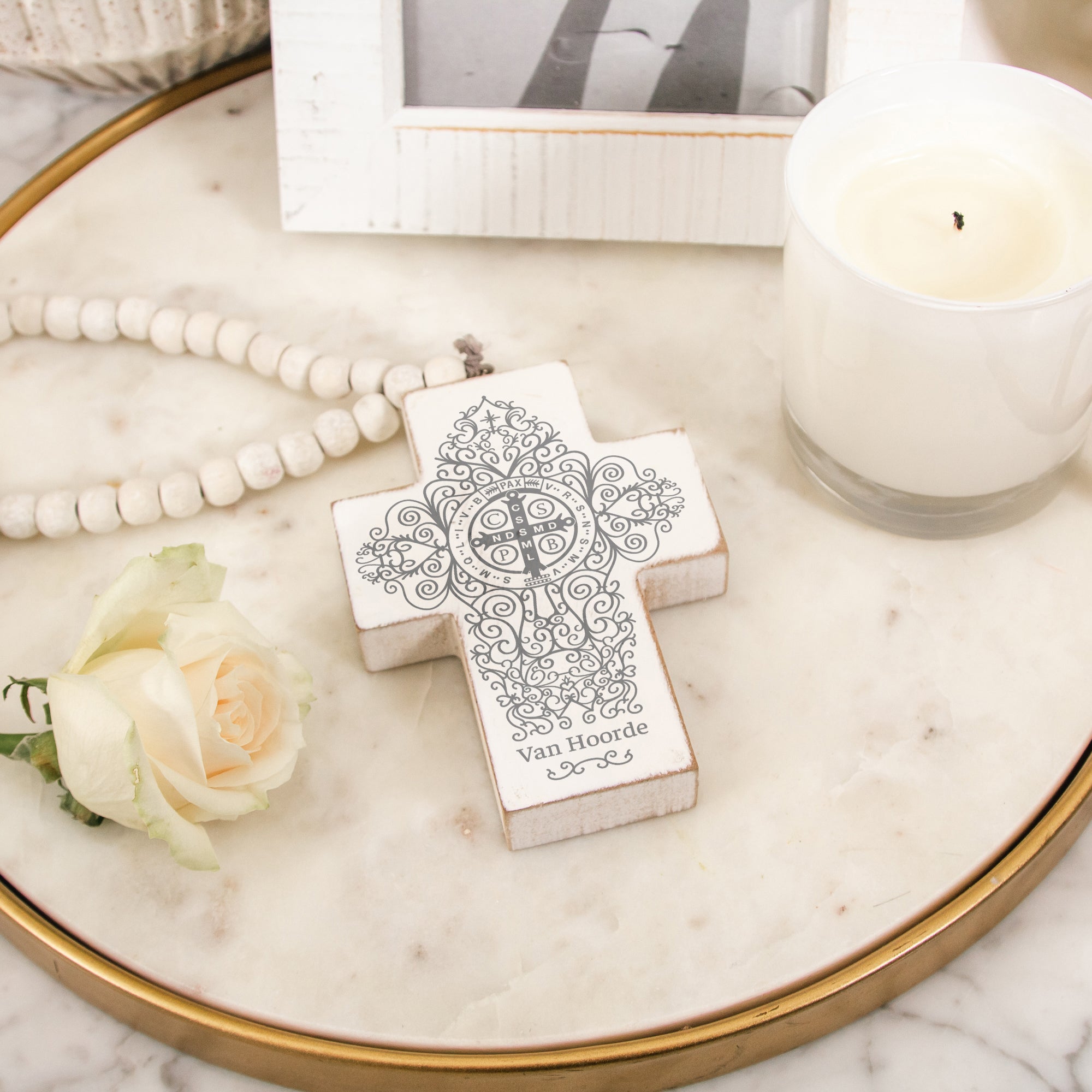 Personalized St. Benedict Filigree Home Blessing Cross