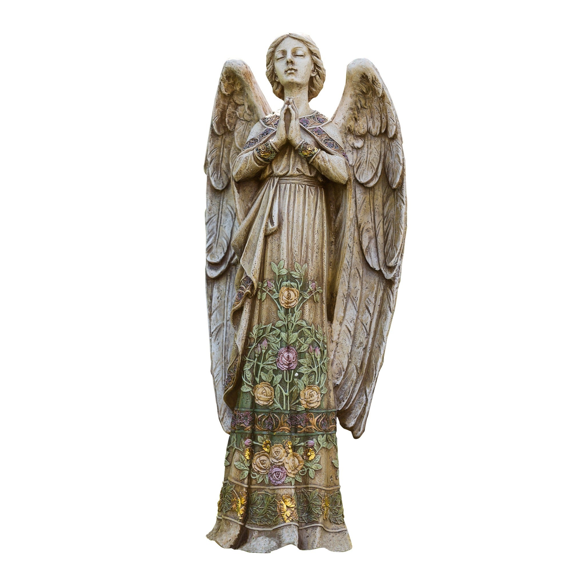 Standing Garden Angel with Floral Trim - 24 inch