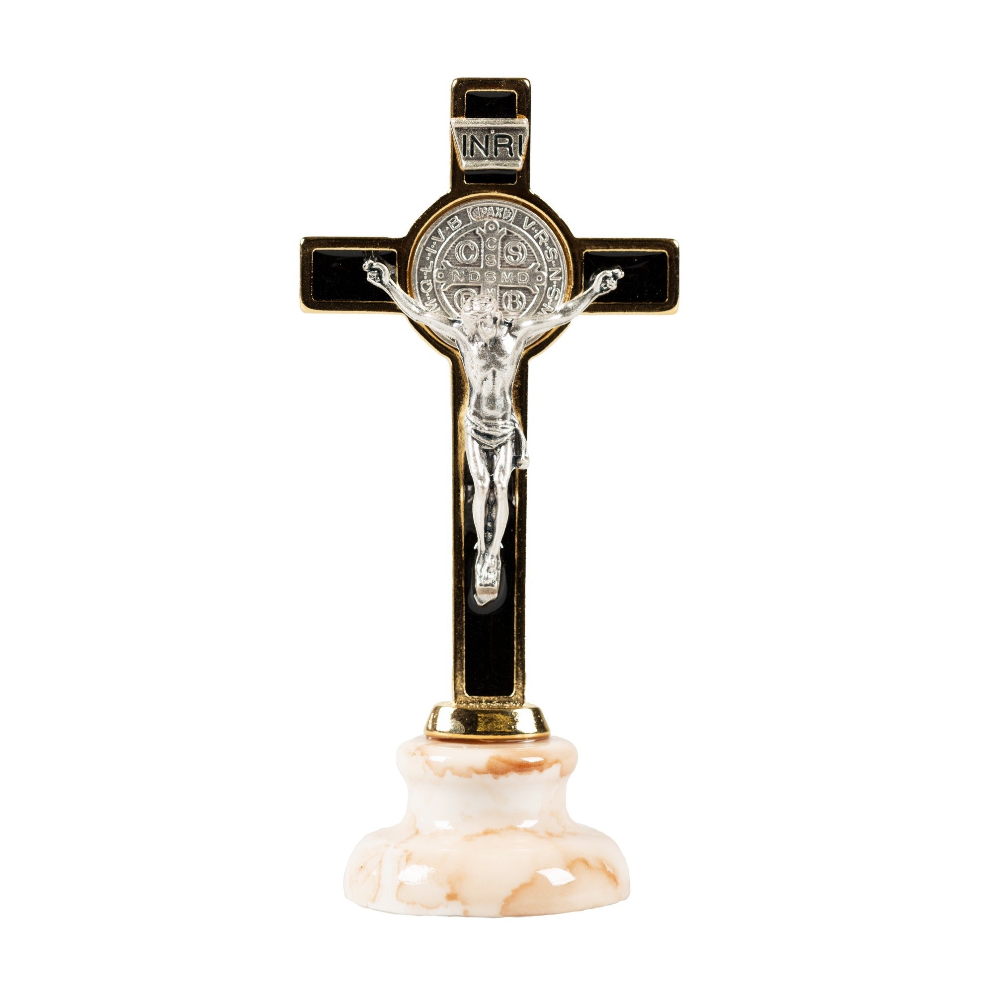 St. Benedict Crucifix with Base - Black Enamel