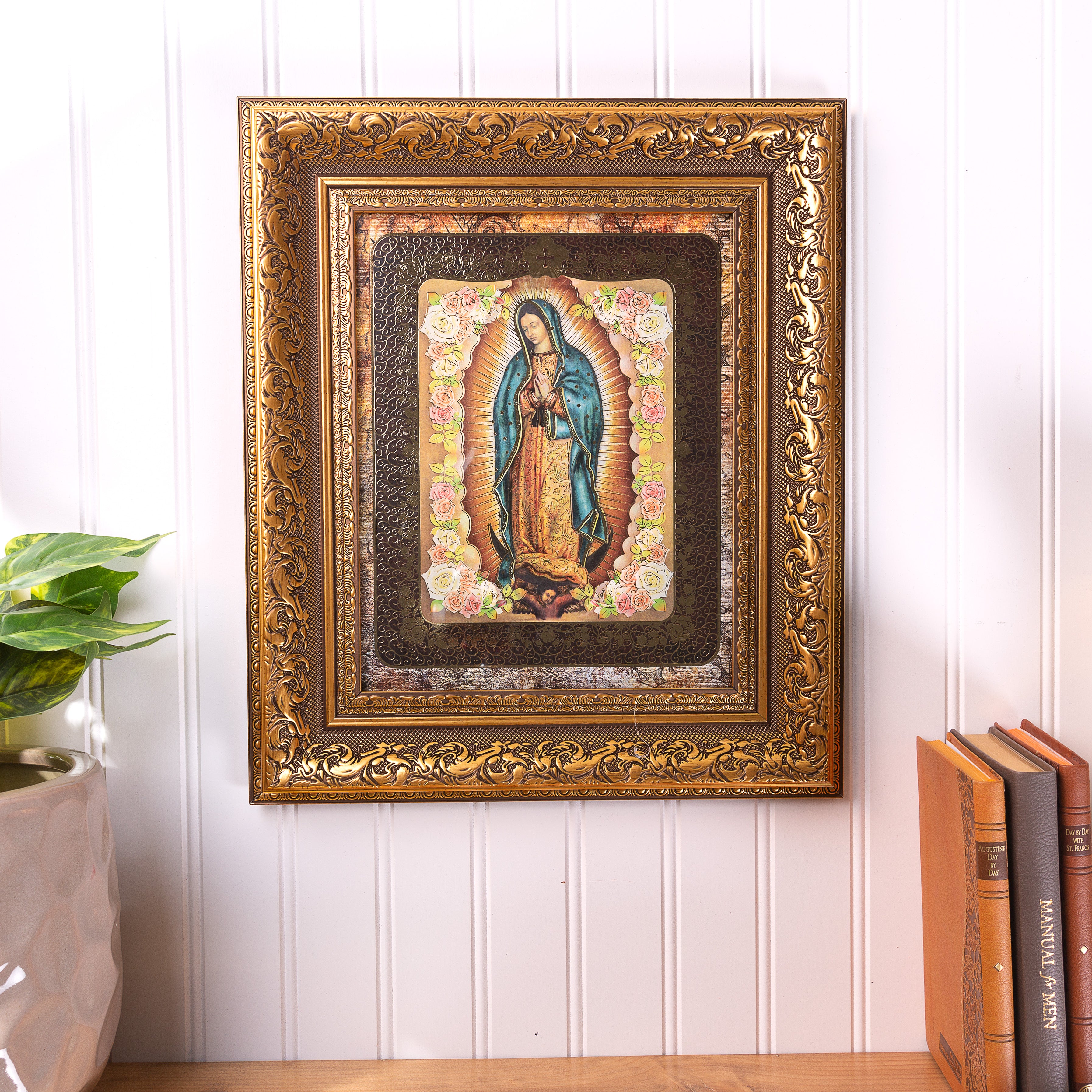 Our Lady of Guadalupe Gold-Leaf Antique Framed Art