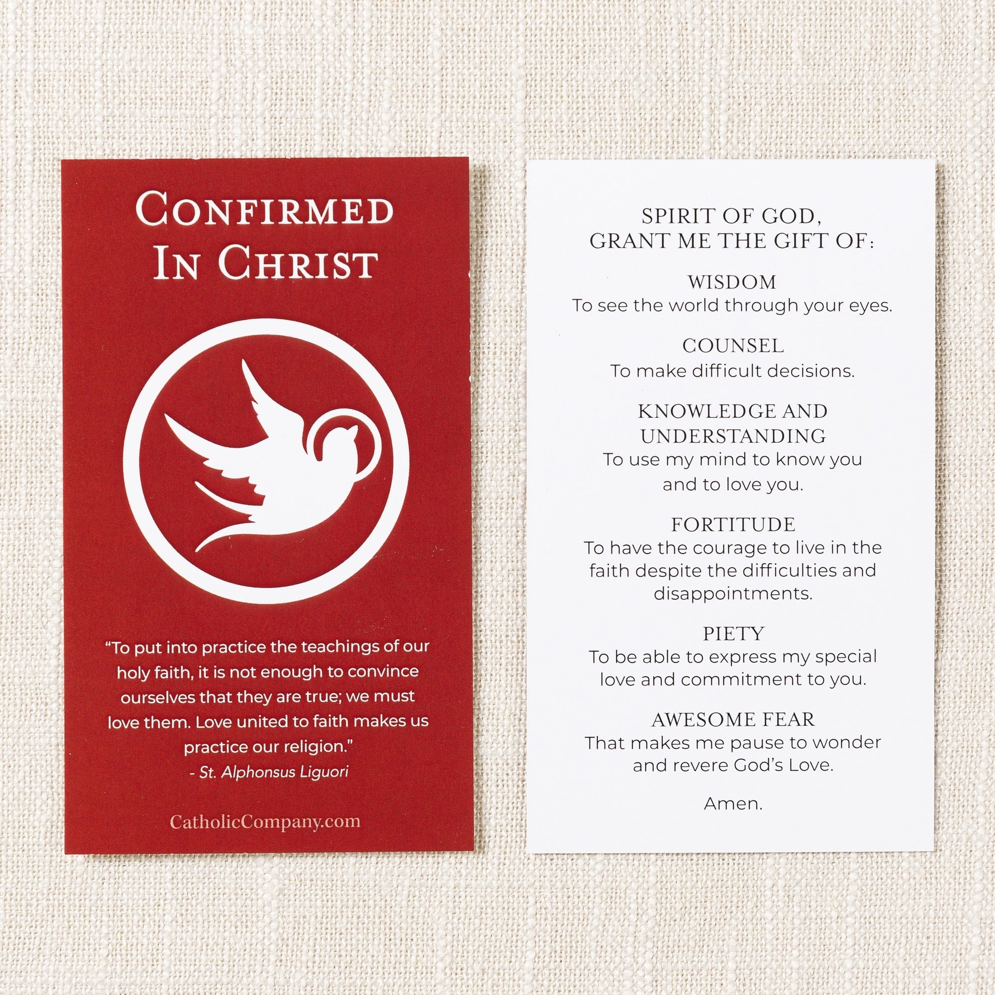 Confirmation Gifts of the Holy Spirit Prayer Card