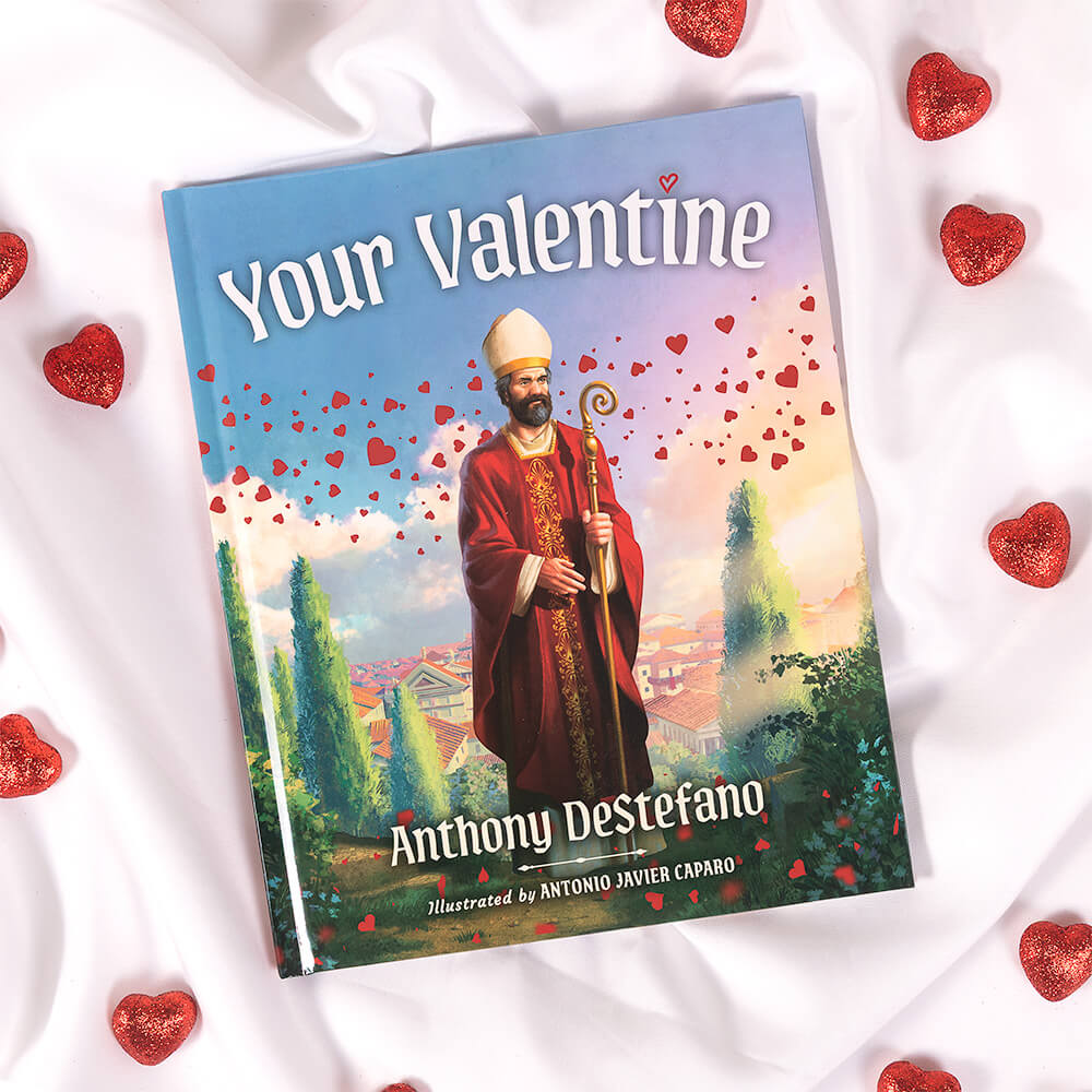 Your Valentine Book & Saint Puns Valentines Stickers Gift Set