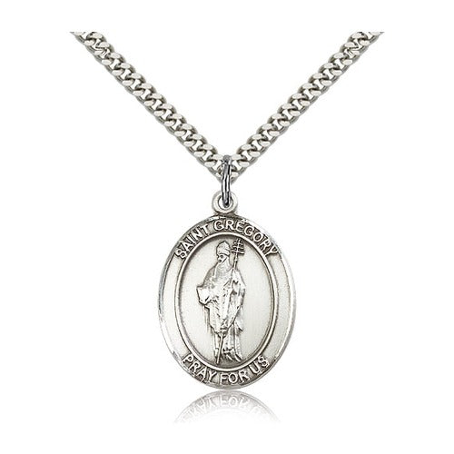 Sterling Silver St. Gregory the Great Pendant w/ chain