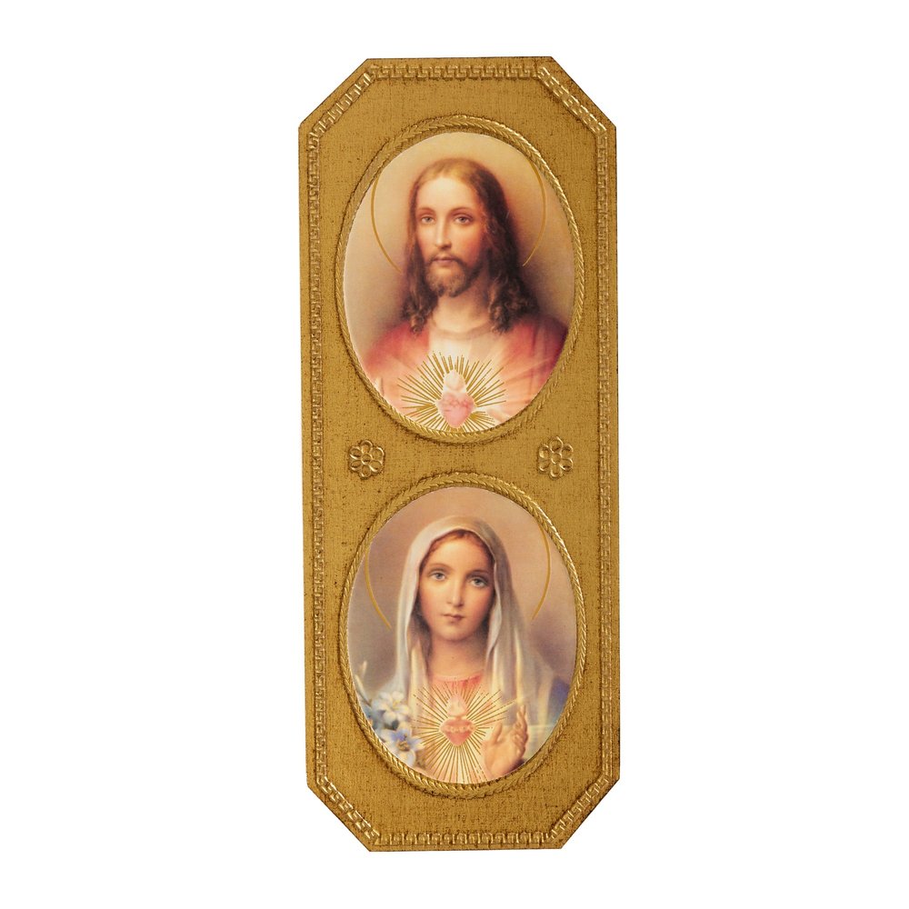 Serene Sacred and Immaculate Hearts Italian Plaque