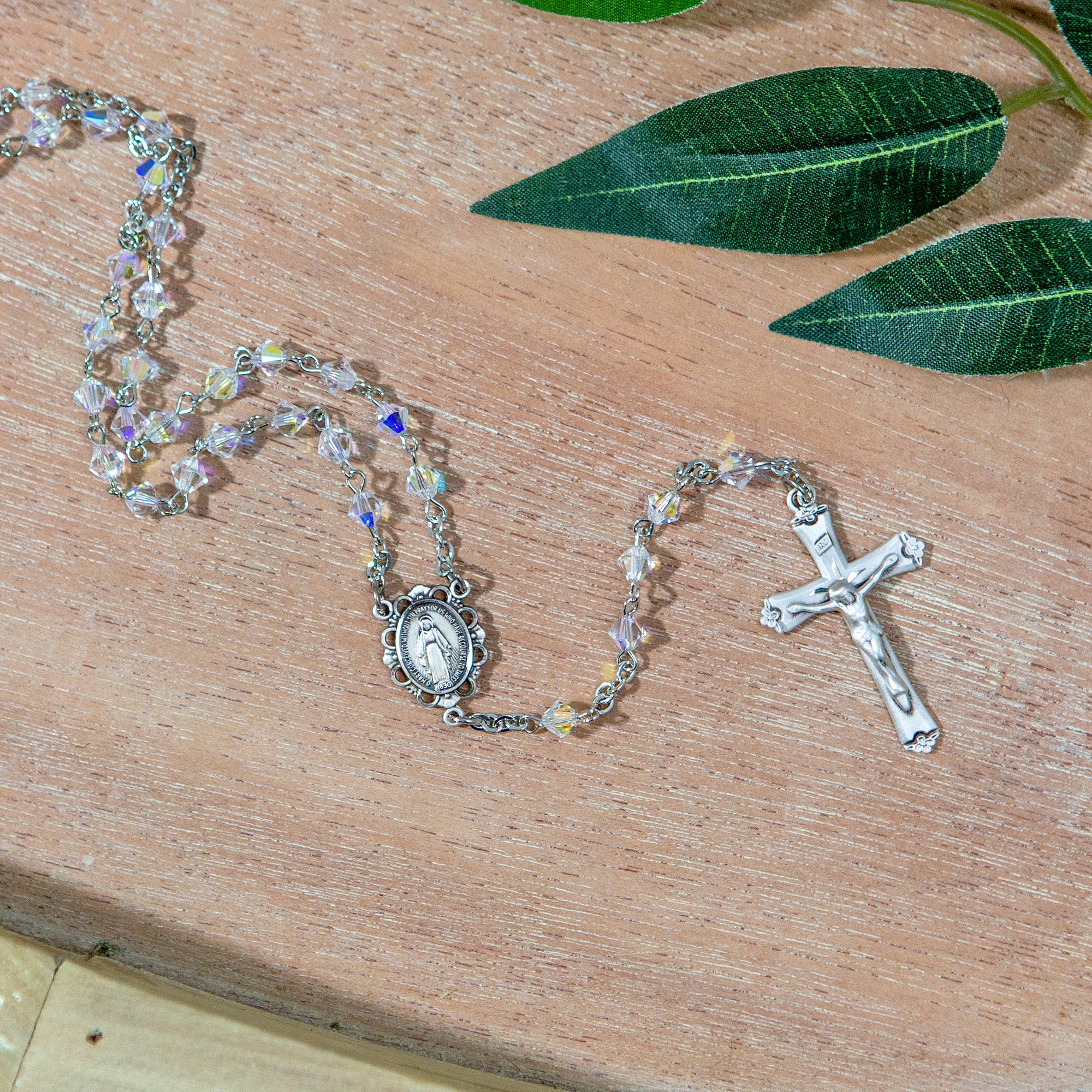 Crystal Swarovski Bead Rosary With Sterling Silver Crucifix