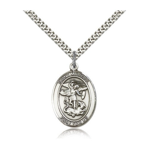 Sterling Silver St. Michael the Archangel Pendant w/ chain
