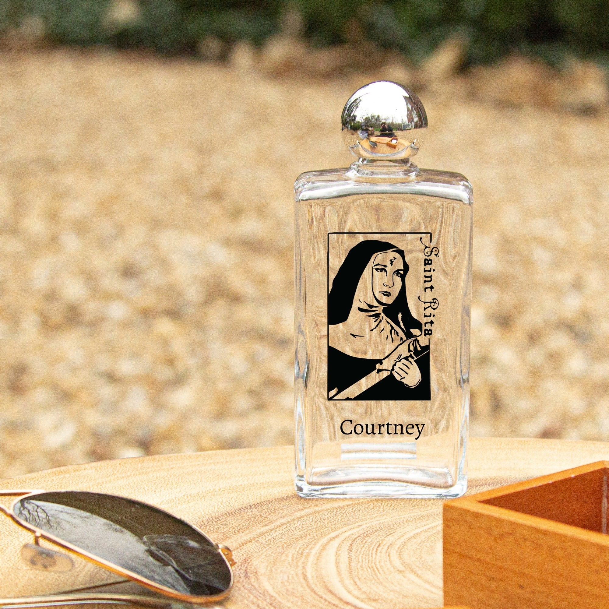 Personalized St. Rita Holy Water Bottle