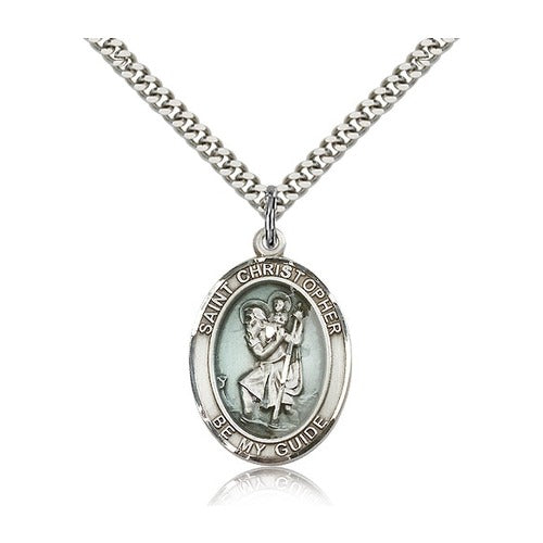 Sterling Silver St. Christopher Pendant w/ Chain