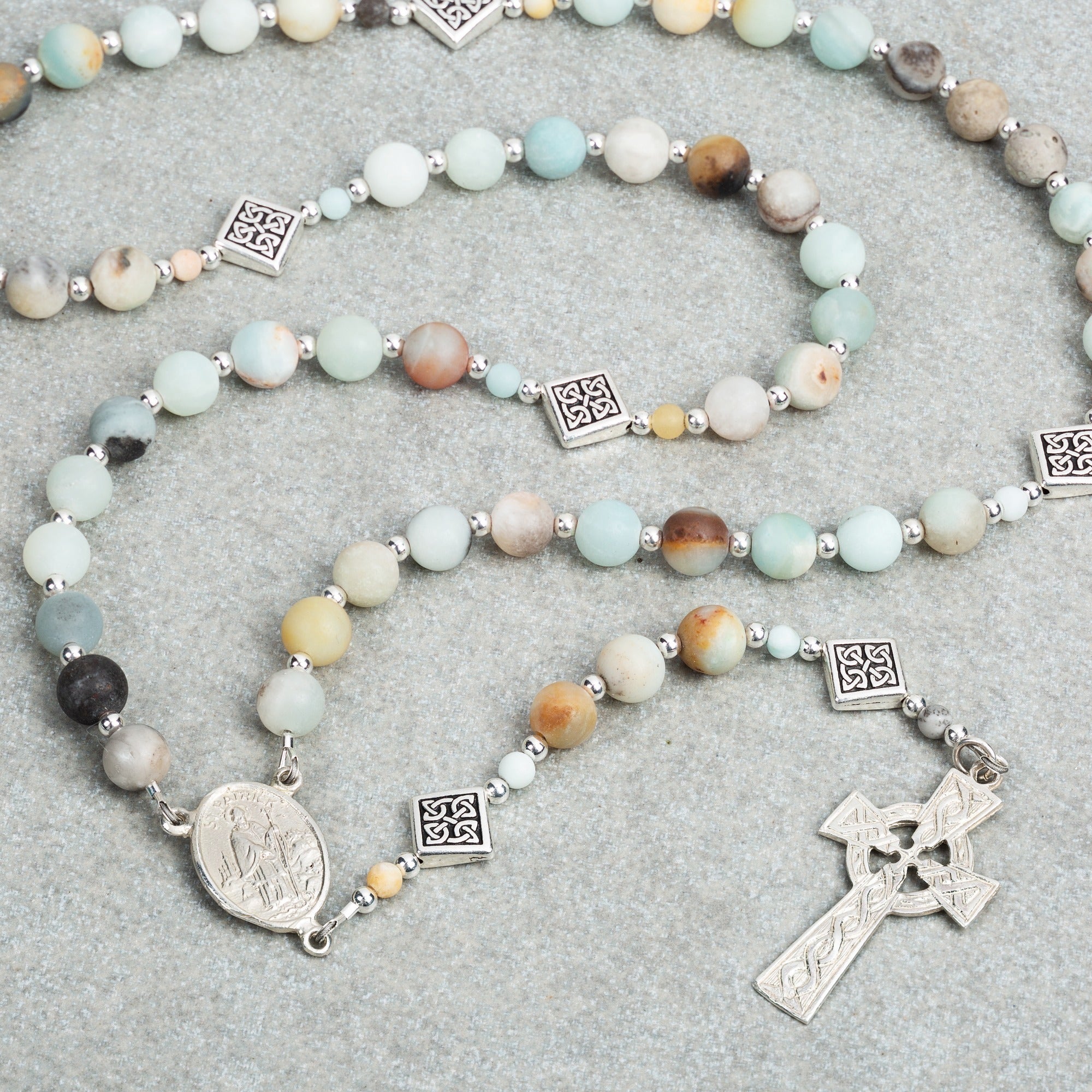 Irish Rosary with Sterling Silver Centerpiece and Cross