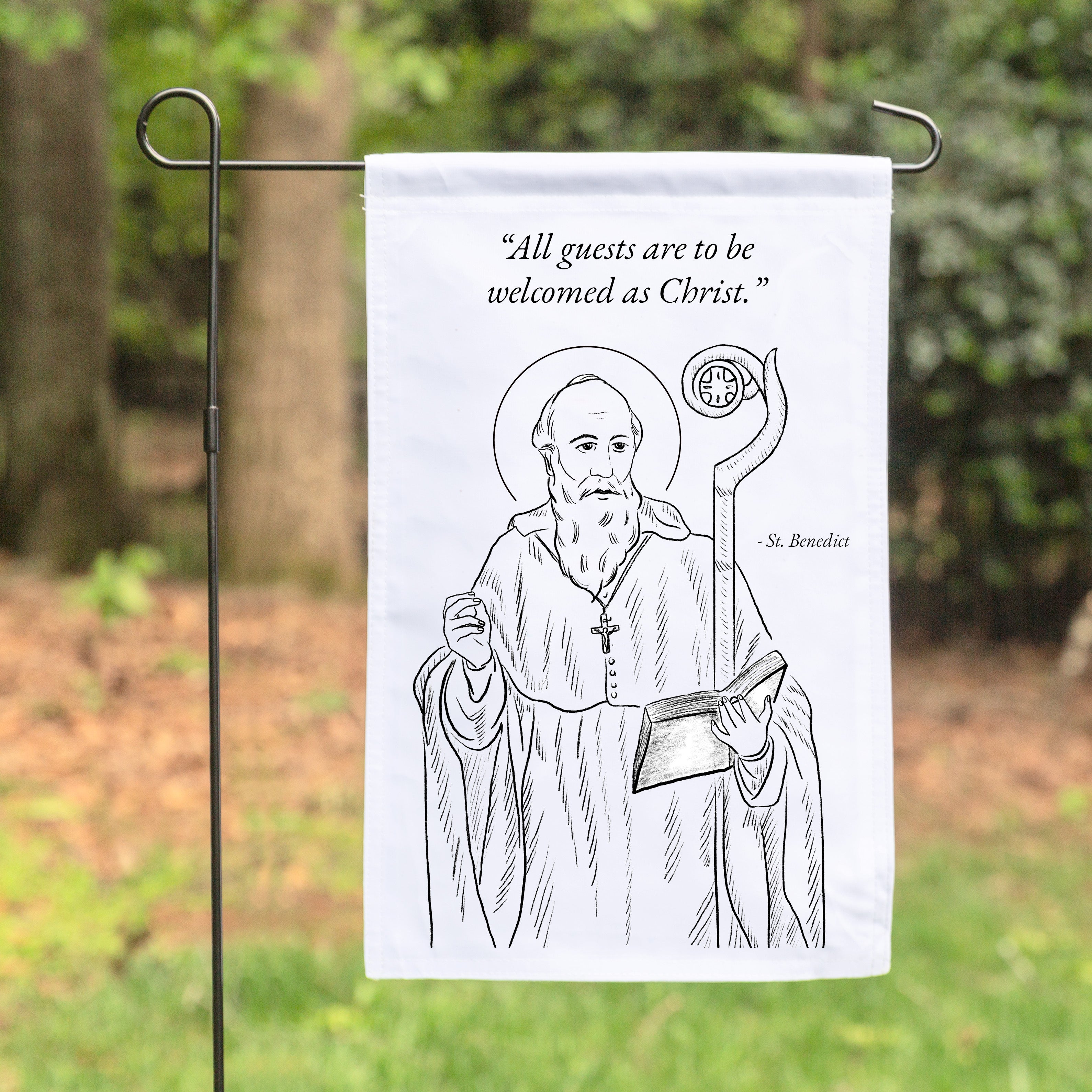 St. Benedict "Welcome Guests As Christ" Garden Flag