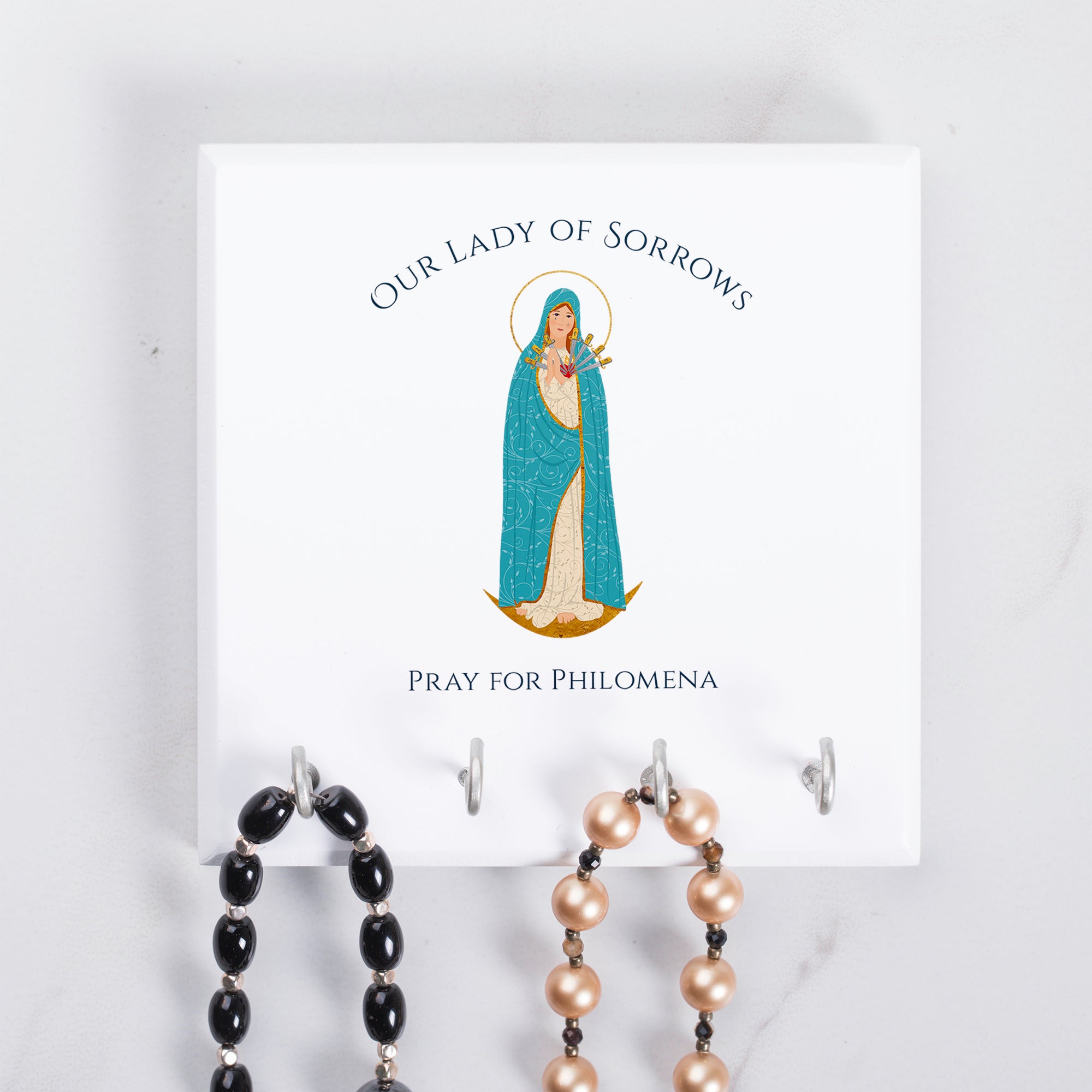 Personalized Our Lady of Sorrows Rosary Rack