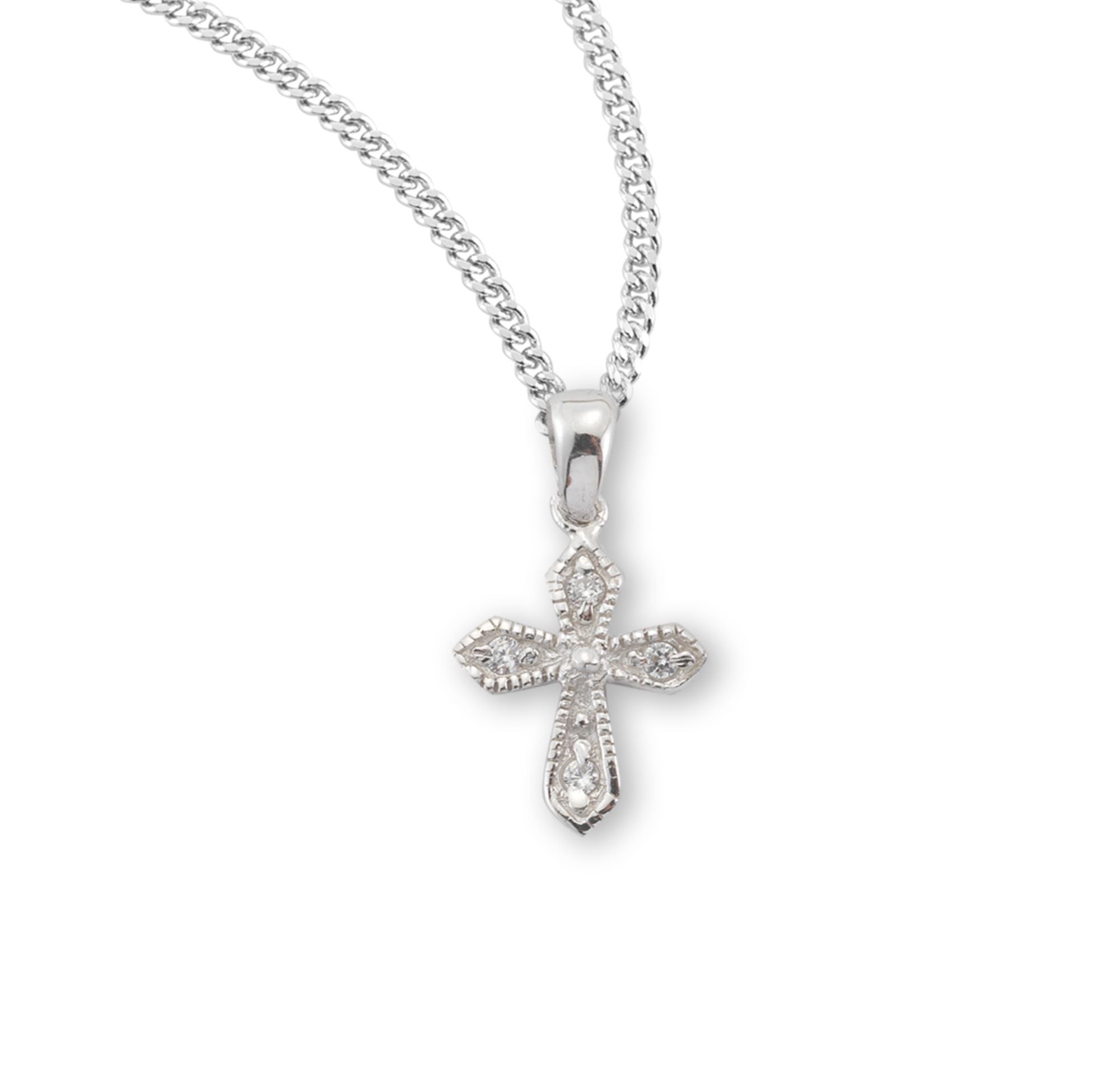 Beaded & Jeweled Sterling Cross Necklace