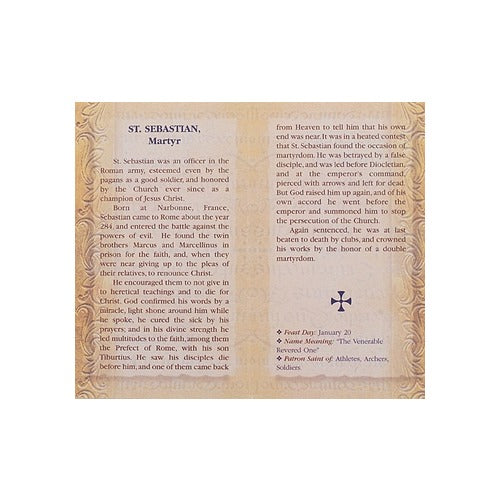 St. Sebastian - Mini Lives of the Saints Folded Prayer Card