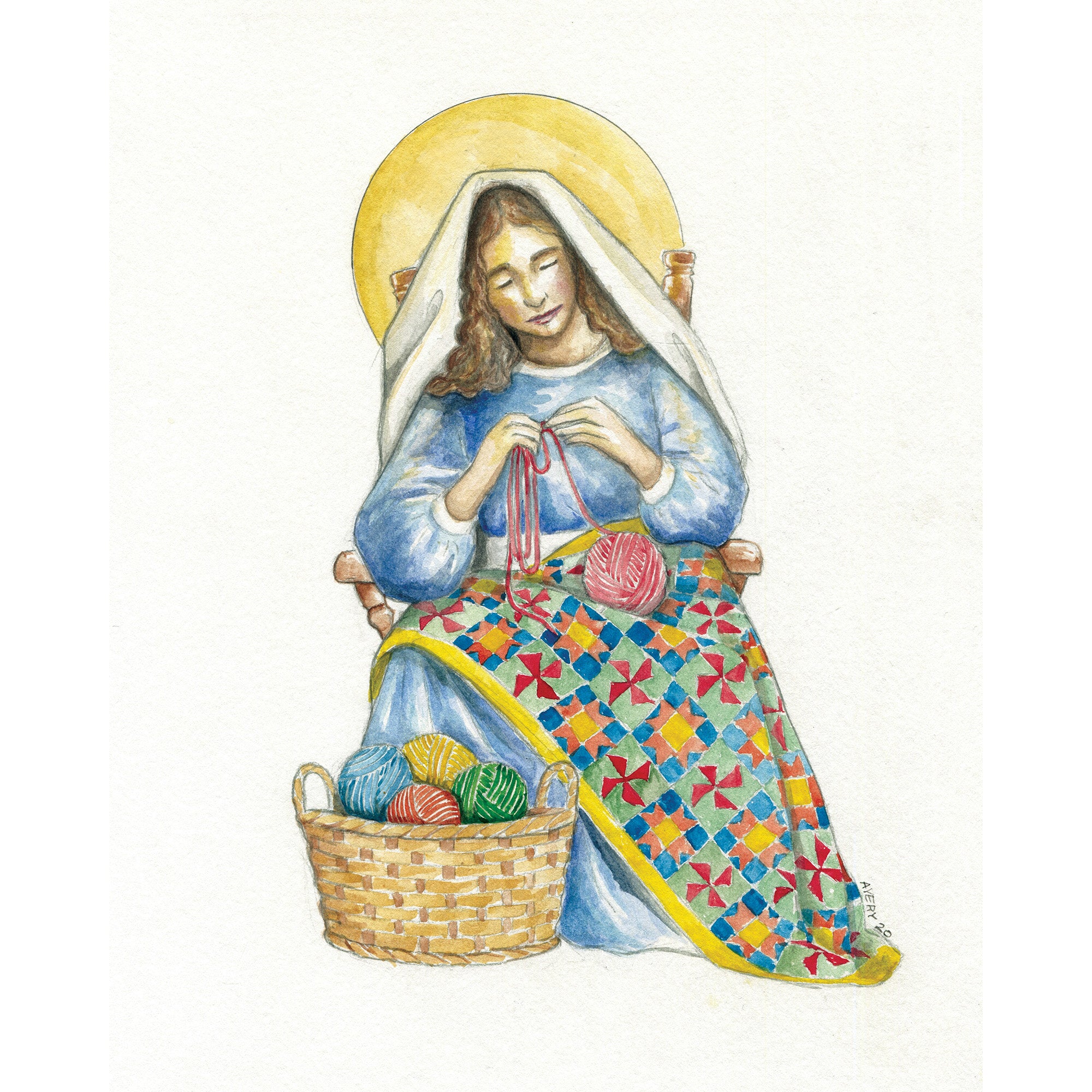 Mary Undoer of Knots Folk Art Print