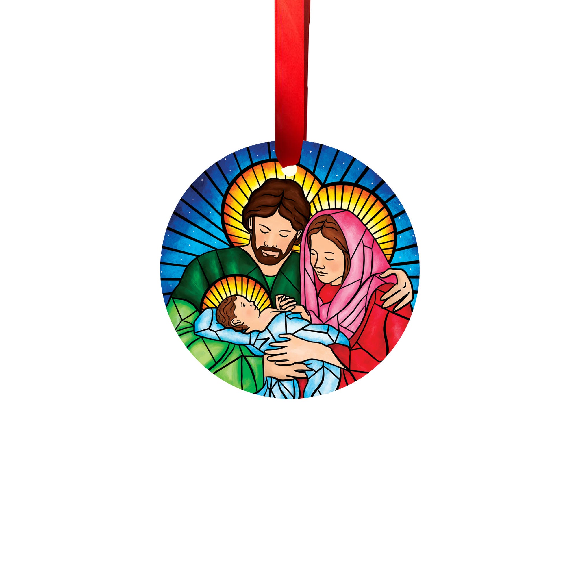 Stained Glass Holy Family Ornament