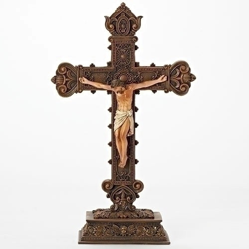 Ornate Bronze Style Standing Crucifix