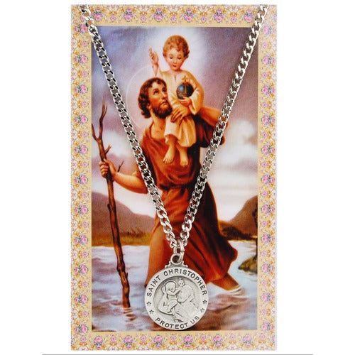 St. Christopher Patron Saint Prayer Card w/ Medal
