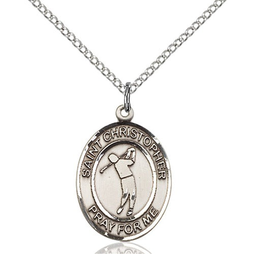 Sterling Silver St. Christopher/Golf Pendant
