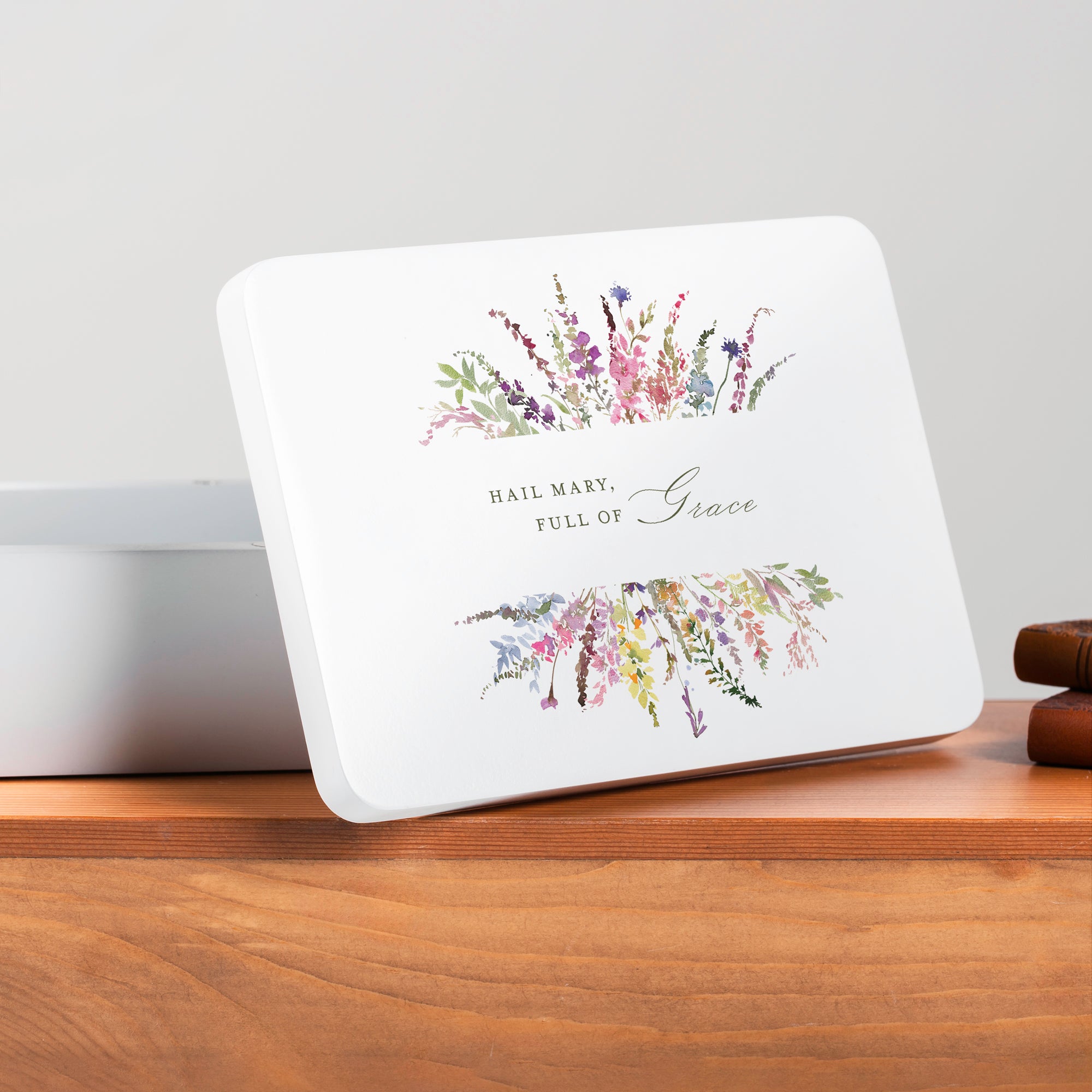 Hail Mary Floral Rosary Keepsake Box