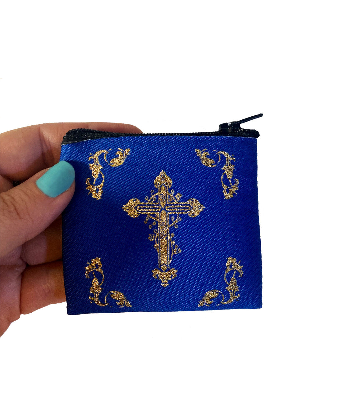 Blue & Gold Tapestry Rosary Pouch