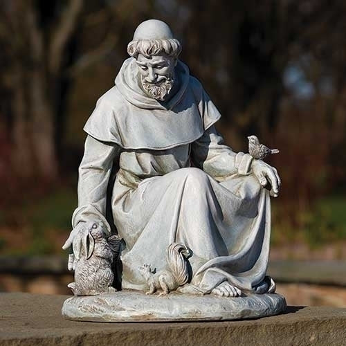 Seated St. Francis & Animals Garden Statue - 16.75"