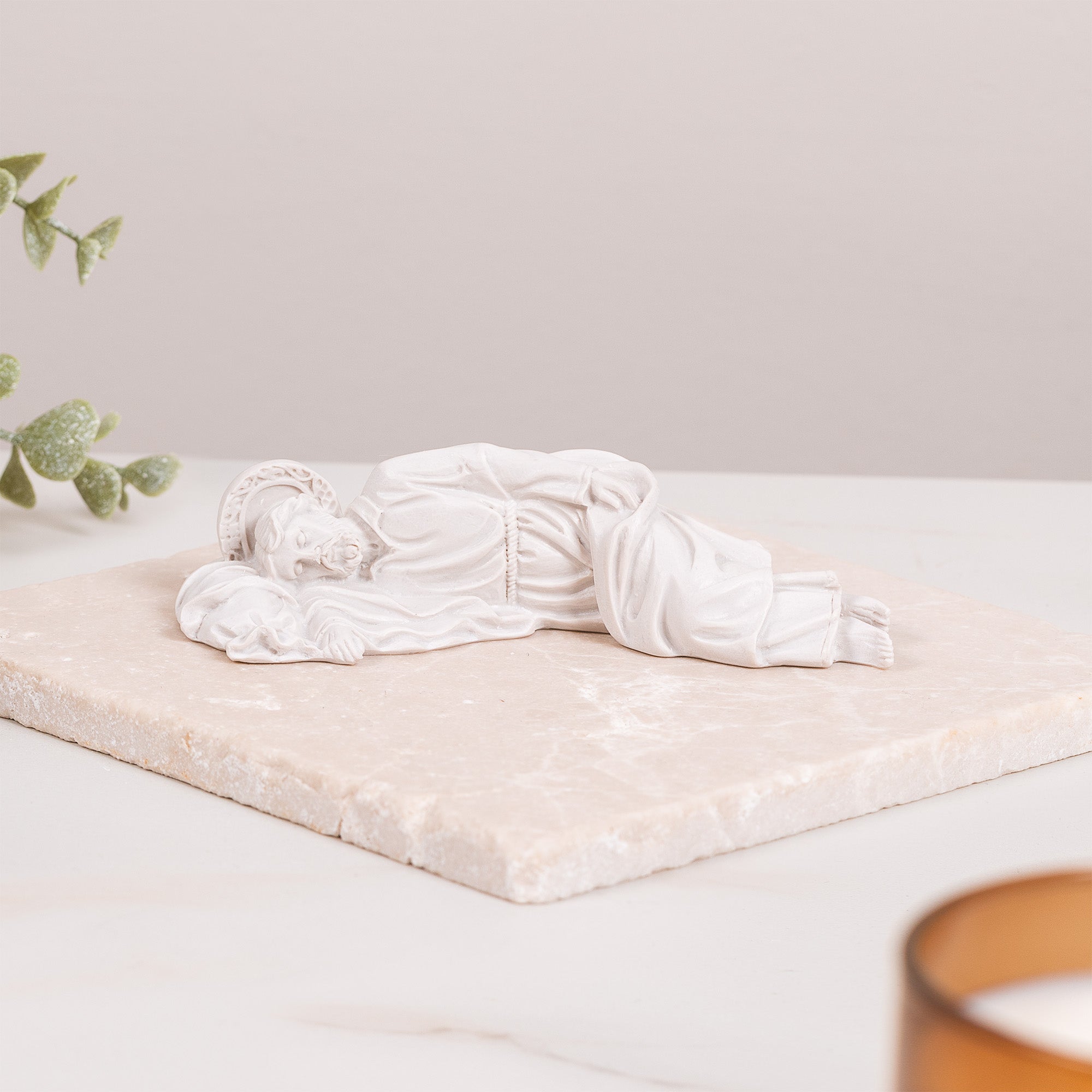 White Sleeping St. Joseph Statue - 5"