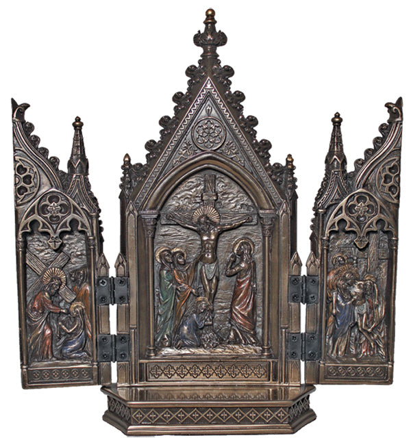 Bronzed Passion of Christ Triptych - 8"