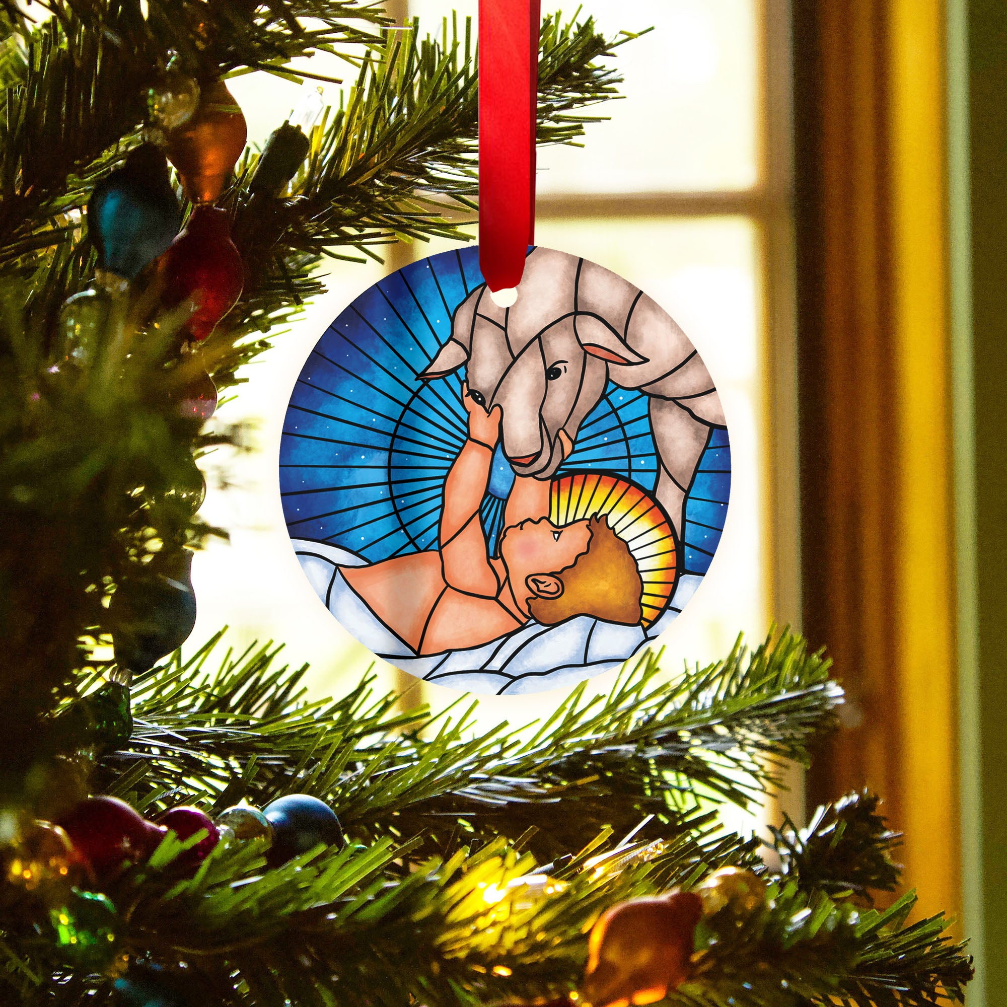 Stained Glass Baby Jesus Ornament