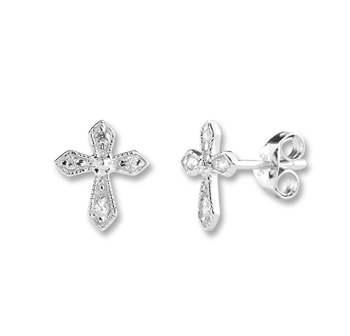 Cubic Zirconia Pointed Cross Earrings