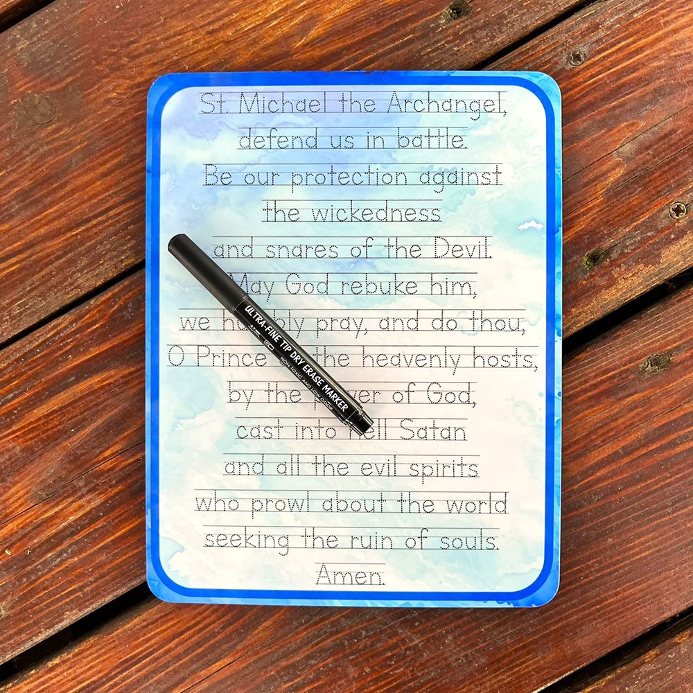 St. Michael Prayer Tracing Dry-Erase Board & Marker