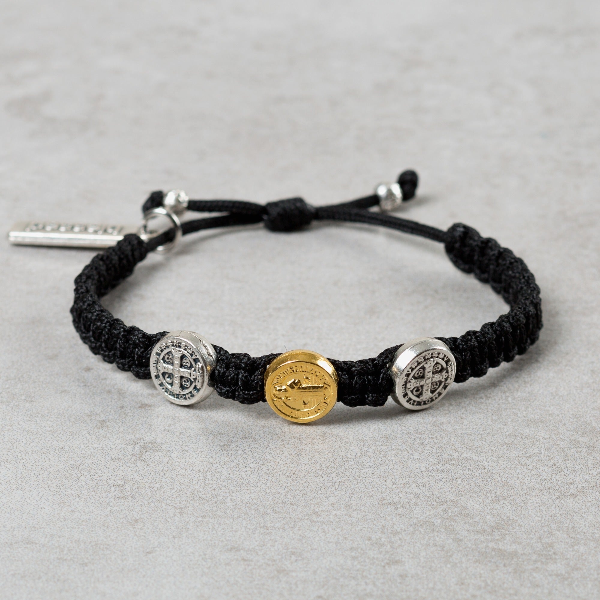 Benedictine Blessing Bracelet for Kids, Black Macrame